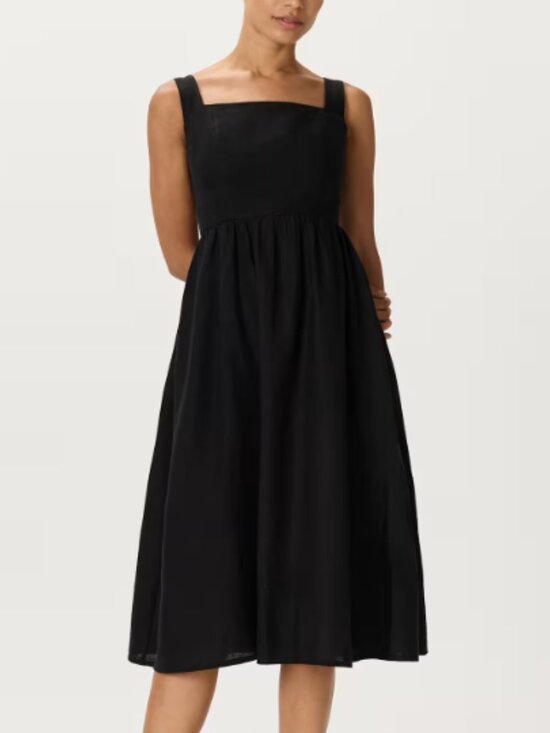 Quince Dresses & Skirts - Quince 100% European Linen Fit & Flare Midi Dress Black M NWT